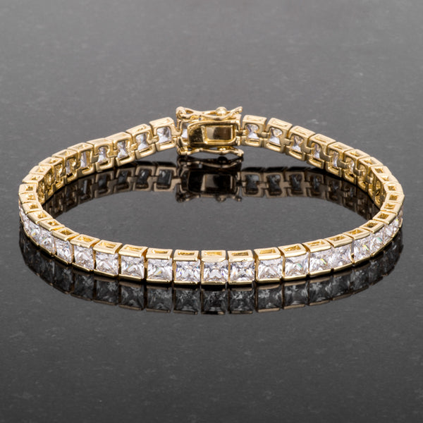 Princess Cut CZ Gold Tone Tennis Bracelet - J GOODIN