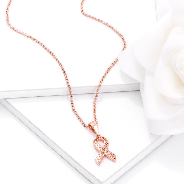Wholesale 18k Rose Gold Plated Heart Filigree Breast Cancer