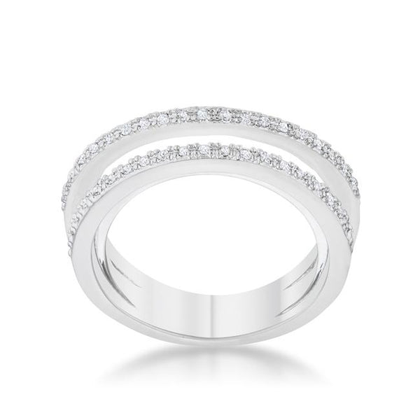 Llife BOTTON BAND RING（iii） Lynn 0.25ct CZ Rhodium Twisted Trio Band Ring - J GOODIN