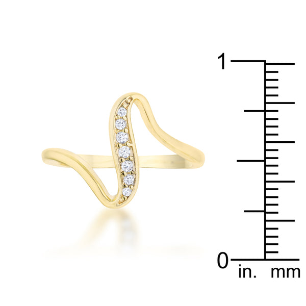 Sheryl 0.07ct CZ 14k Gold Simple Wave Ring - J GOODIN