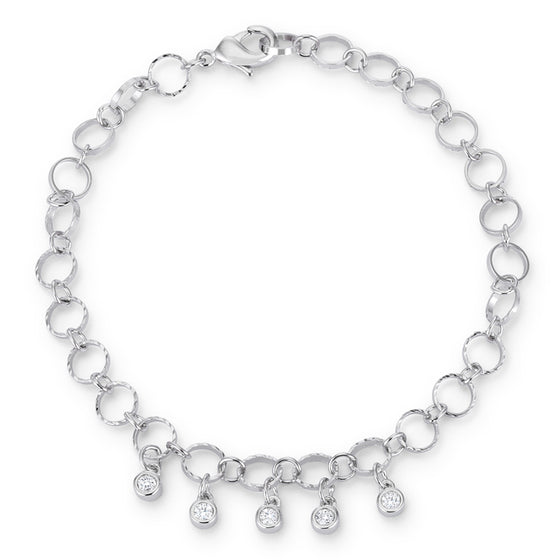 .55 Ct Stunning 8" Rhodium Bracelet with CZ Charms