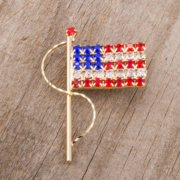 Broche Pin's Cœur Drapeau USA - Ton Or - Rhodium - Émail - Neuf Avec étiquettes - Bijou Mode