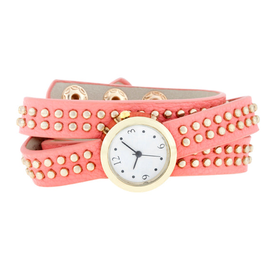 Pink Mini Studded Wrap Watch