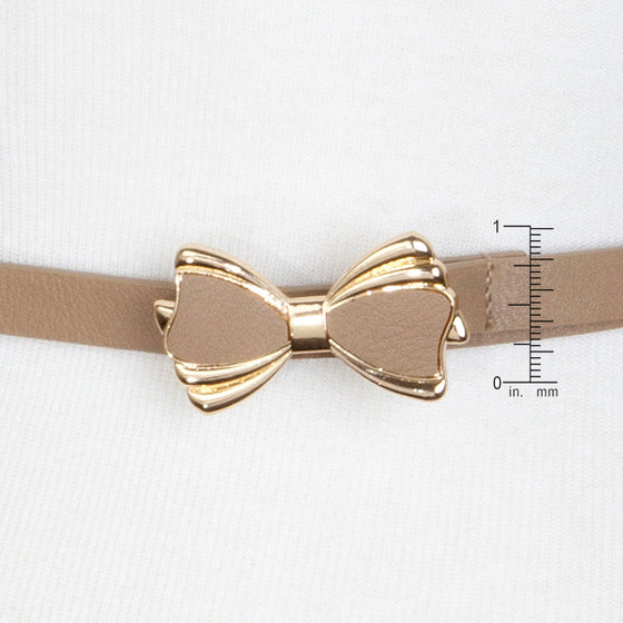 Taupe Bowtie Belt With Gold Trim
