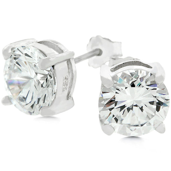 QWZNDZGR Silver Cubic Zirconia Stud Earrings Set, 18K White Gold Plated  Round Square Princess Cut Clear Cubic Zirconia Studs, Stainless Steel