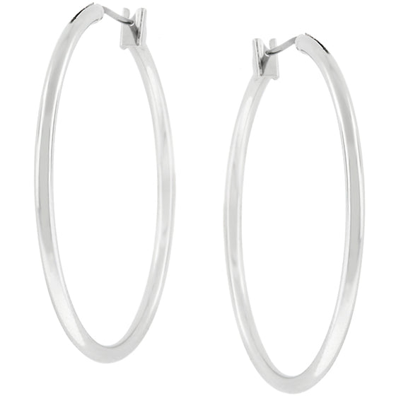 Basic Silvertone Finish Hoop Earrings