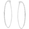 2 Inch Silvertone Finish Cubic Zirconia Hoop Earrings