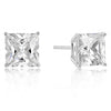 7mm New Sterling Princess Cut Cubic Zirconia Studs Silver