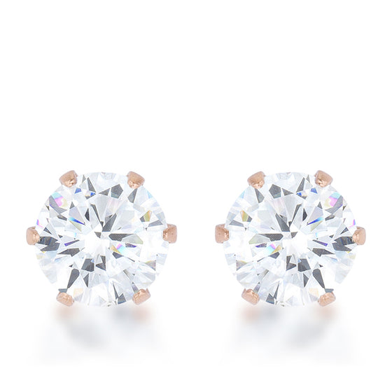 Reign 3.4ct CZ Rose Gold Stainless Steel Stud Earrings