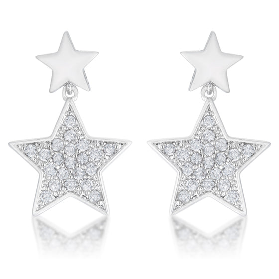 Bianca 0.5ct CZ Rhodium Star Drop Earrings