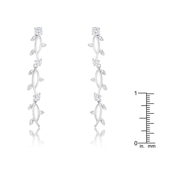 1.1Ct Vine Design Rhodium Earrings
