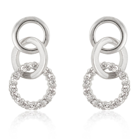 Silvertone Finish Triplet Hooplet Earrings