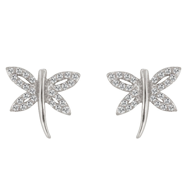 Cubic Zirconia Dragonfly Earrings
