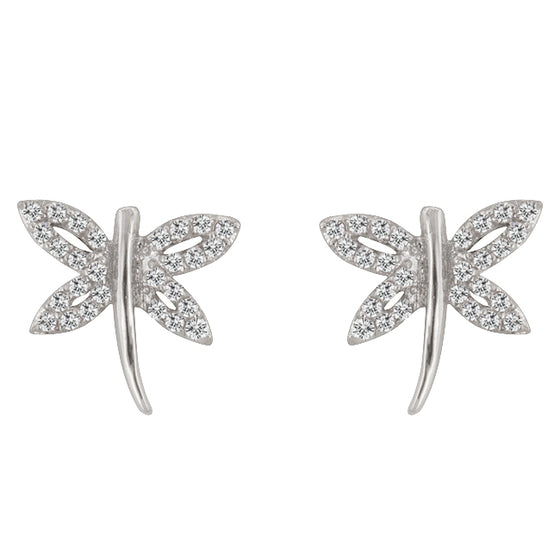 Cubic Zirconia Dragonfly Earrings