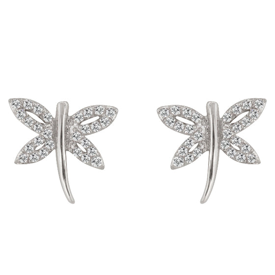 Cubic Zirconia Dragonfly Earrings