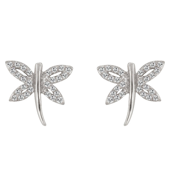 Cubic Zirconia Dragonfly Earrings