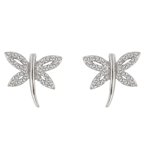 Cubic Zirconia Dragonfly Earrings