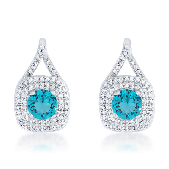 Christal 2.3ct Aqua CZ White Gold Rhodium Classic Drop Earrings