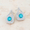 Christal 2.3ct Aqua CZ White Gold Rhodium Classic Drop Earrings