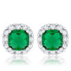 Liz 2ct Emerald CZ White Gold Rhodium Classic Cushion Stud Earrings