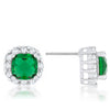 Liz 2ct Emerald CZ White Gold Rhodium Classic Cushion Stud Earrings