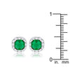 Liz 2ct Emerald CZ White Gold Rhodium Classic Cushion Stud Earrings