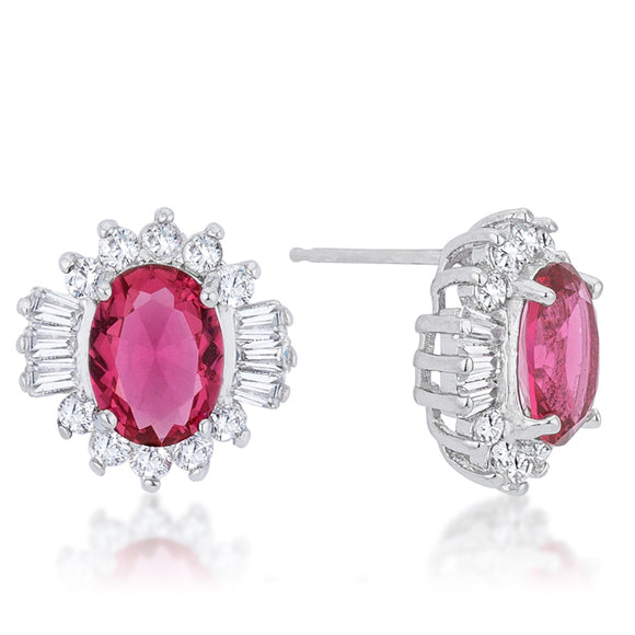 Chrisalee 3.3ct Ruby CZ White Gold Rhodium Classic Stud Earrings