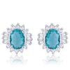 Chrisalee 3.3ct Aqua CZ White Gold Rhodium Classic Stud Earrings