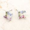 Myra 10ct Multicolor CZ Rhodium Stud Earrings