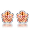 Floral Cut Champagne CZ  Stud Earrings