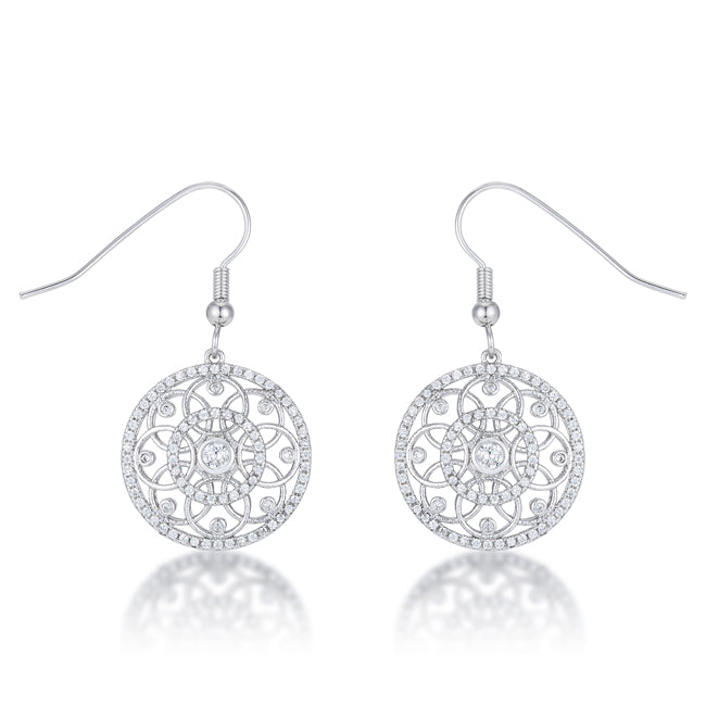 .95 Ct Interlocking Circle Rhodium and CZ Earrings