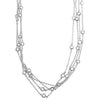 Layered Bezel Silvertone Finish Necklace
