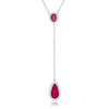 Lara 5.8ct Ruby CZ White Gold Rhodium Classic Drop Lariat Necklace