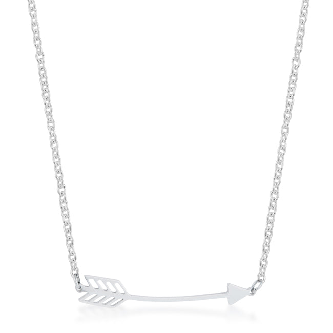 Arianna Rhodium Stainless Steel Arrow Necklace - J GOODIN