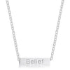 Luck Rhodium Stainless Steel Bar Script Necklace