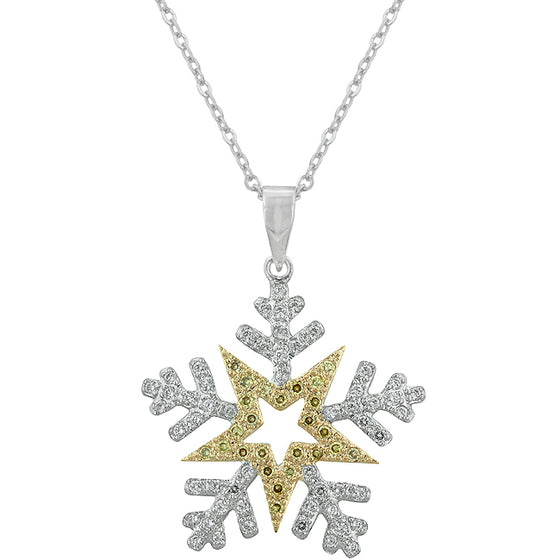 Two-tone Finished Snowflake Pendant