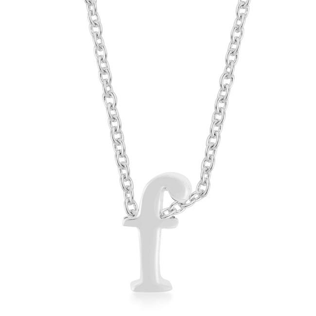 Silvertone Finish Initial F Pendant