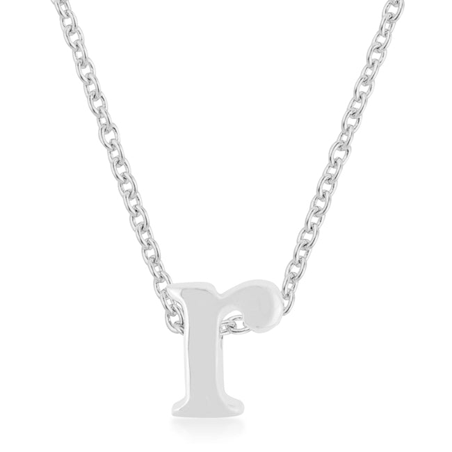 Silvertone Finish Initial R Pendant