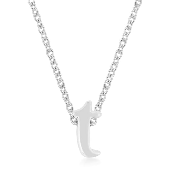 Silvertone Finish Initial T Pendant