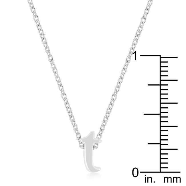 Silvertone Finish Initial T Pendant