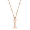 Elaina Rose Gold Stainless Steel I Initial Necklace