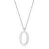 Elaina White Gold Rhodium Stainless Steel O Initial Necklace