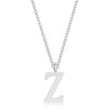 Elaina White Gold Rhodium Stainless Steel Z Initial Necklace