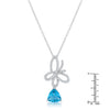 Claudia 2.3ct Aqua CZ White Gold Rhodium Butterfly Drop Necklace