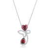 Clarise 3.2ct Garnet CZ White Gold Rhodium Abstract Heart Drop Necklace