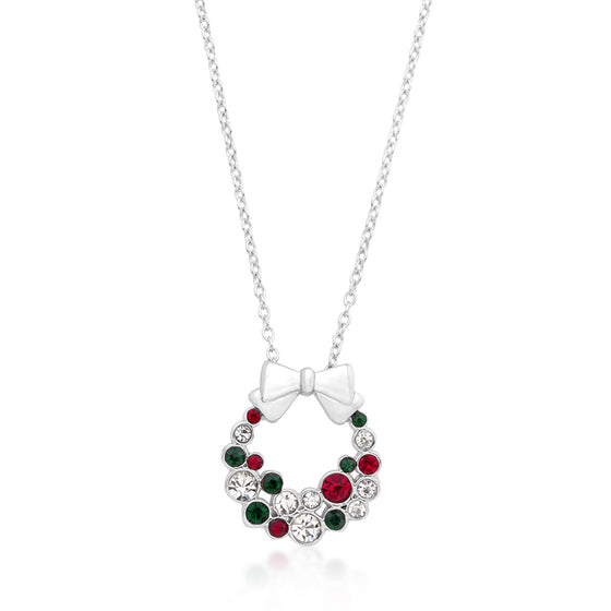 Holiday Wreath Colored Crystal Pendant