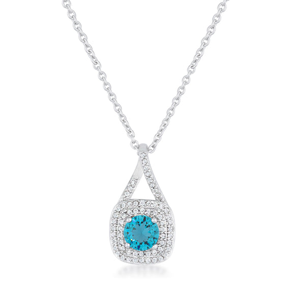 Christal 1.2ct Aqua CZ White Gold Rhodium Classic Necklace