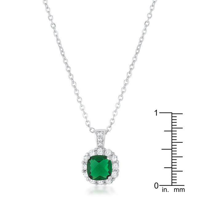 Liz 2.6ct Emerald CZ White Gold Rhodium Classic Necklace