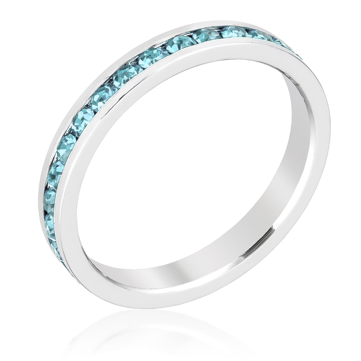 Stylish Stackables Aquamarine Crystal Ring R01147R-V32 - J