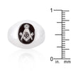 Silvertone Onyx Cubic Zirconia Masonic Ring